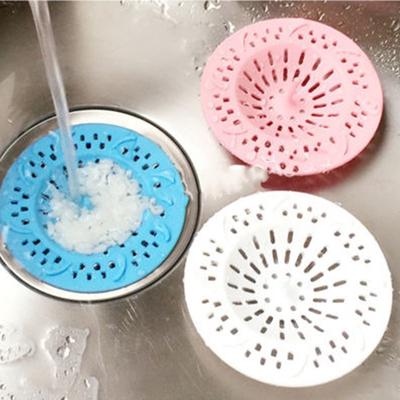 Silicone Bath Kitchen Waste Sink Strainer Filter Net Drain Hair Stopper Cover