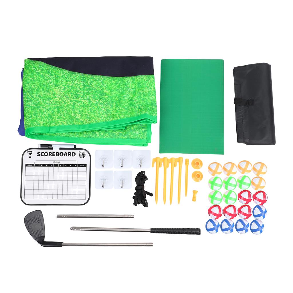 Golf Chipping Game Dual Sided Mat Indoor Outdoor Sports Toy Adjustable Golf Club with Non Slip Grip Easy Setup for