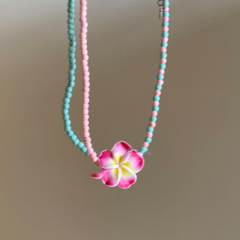 

Подвеска-цветок из синтетического камня, двойное ожерелье, милое, маленькое, свежее, темпераментное, цепочка на ключицу, модное, универсальное, высококлассное ювелирное изделие