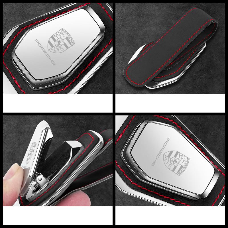 1PC Car Sun Visor Glasses Sunglasses Storage Clip For Porsche Cayenne Panamera Macan 911 718 Taycan Boxster Cayman 918 Accessory