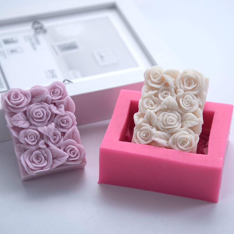 Rectangle Rose Silicone Soap Mold DIY Flowers Soap Making Handmade Candle Mold Gifts Craft Supplies Home Decor
