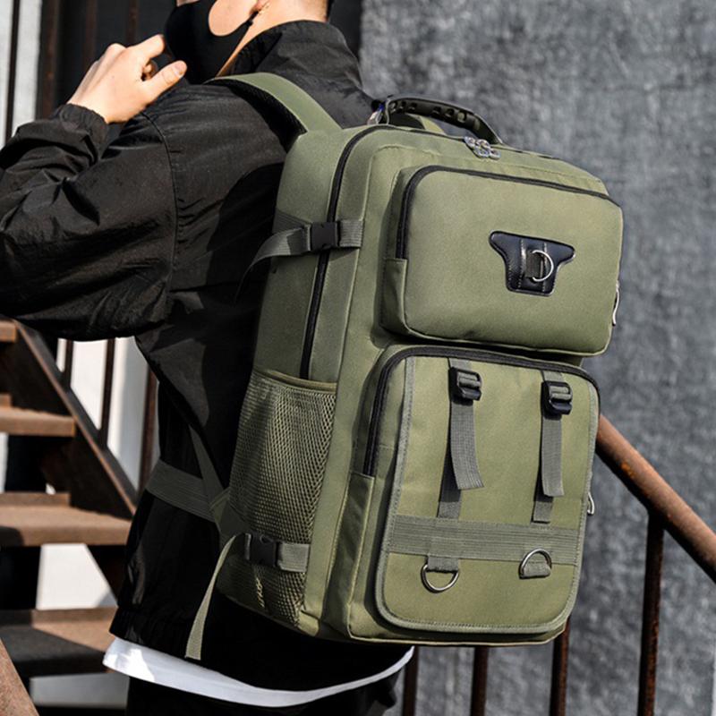 Fashion New Men's Multi-functional Canvas Backpack Waterproof Lightweight Travel Backpack Outdoor Breathable Wear-resistant Sports Backpack
