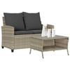 VidaXL Garden Sofa 2-seater Cushions and Table Light Grey Polyrattan, Outdoor Sofa, Garden Loveseat, Sofa of 4103850