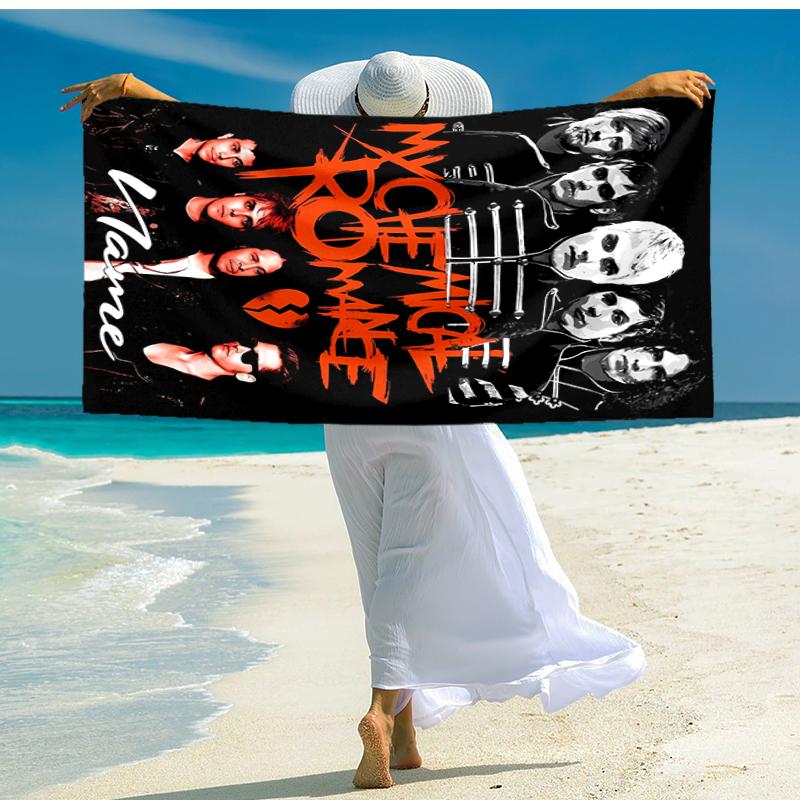 Personalized customized proof beach towel with My Chemical Romance pattern - soft, absorbent,quick-drying,perfect swimming,camping&bathing