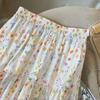 Korean Style Elegant Romantic Floral Midi Skirt for Women - Spring/Summer Versatile Loose Fit A-Line Skirt
