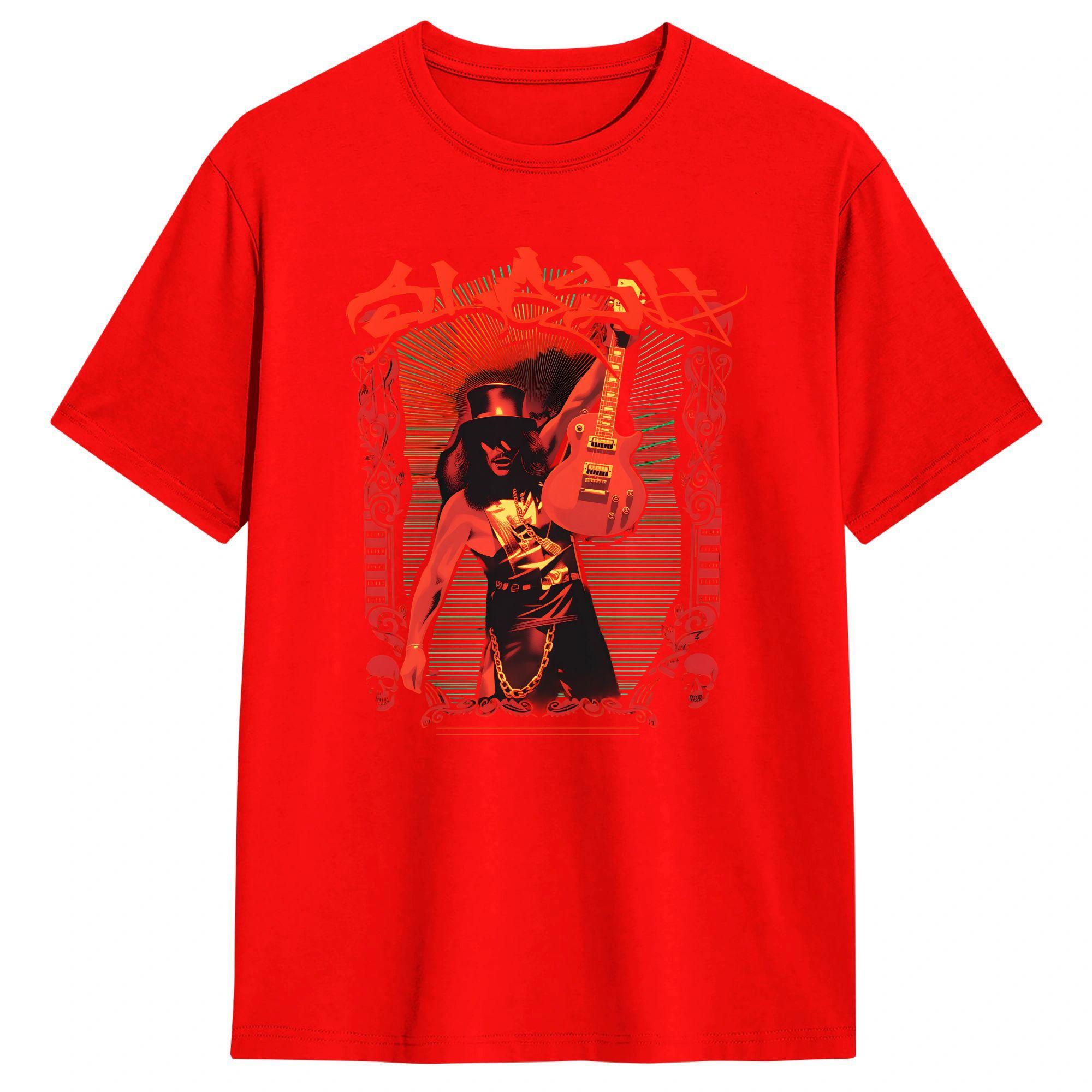 

Legendary guitarist Slash T Shirt Men Pure Cotton Casual TShirts Round Collar Tees Short Sleeve Clothing Classic S