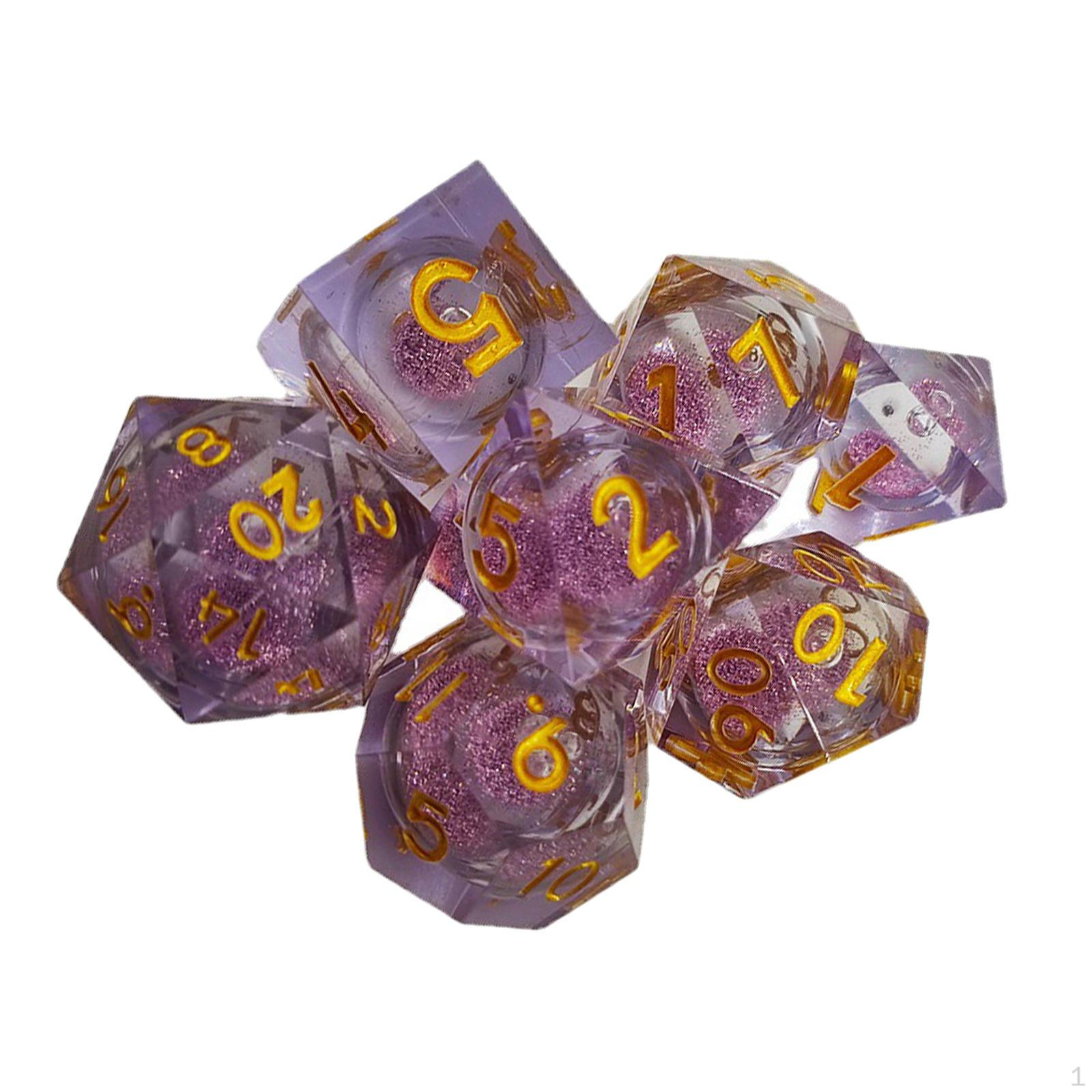 7 pcs Polyhedral Sets for DND Table Board Roll Playing Games, D8 D10(0-9) D10(0) D12 D20