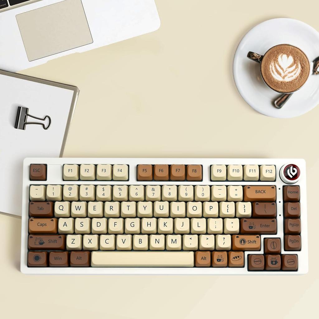 XVX Cat Pattern Keycap PBT Thick Mao 141 MX and for Mechanical Gaming Coffee Set, Profile, Keys, Dye-Sublimation Printing, Compatible, 60%, 75%, 96%,