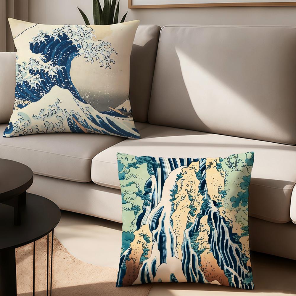Katsushika H-Hokusai Japanisches Ukiyo-E Kissenbezug Geeignet für Schlafzimmer Wohnzimmer Autos Heimdekoration