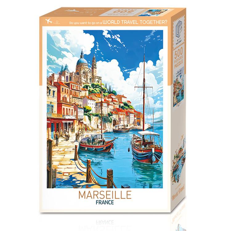 Marseille, France Jigsaw Puzzle Landscape Illustration 500 Pieces, Popular Korean Puzzle