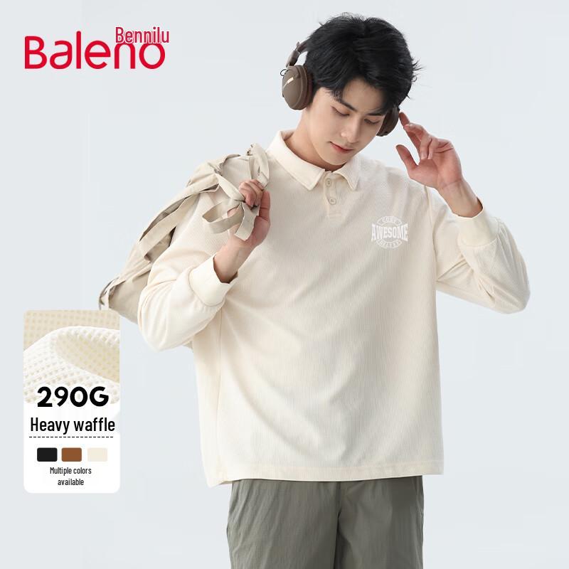 Baleno Men's Waffle Knit Long Sleeve Polo Shirt