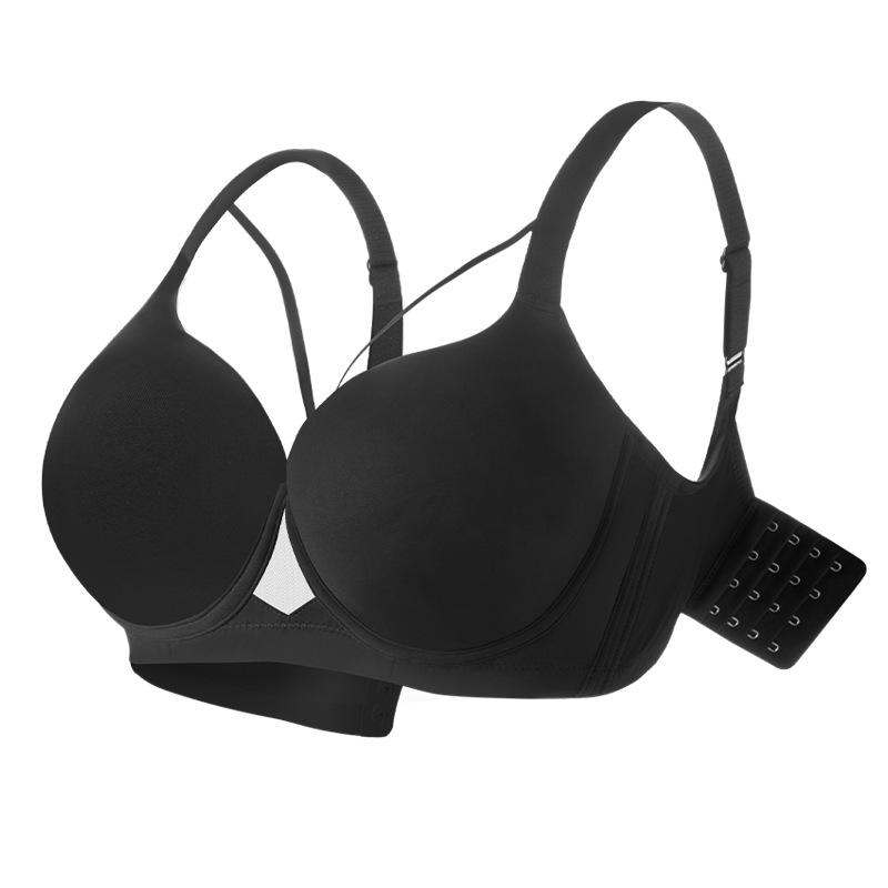 Leopard print seamless underwear women's big breasts show small breasts, large size fat mm gather and close secondary breasts, anti-sagging bra cover