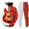 Rock Music Guitar 3D Print Hoodie/Suit Men's Tracksuit Casual Sweatshirts+Pants Set Hip Hop Streetwear Spring Autumn Clothing