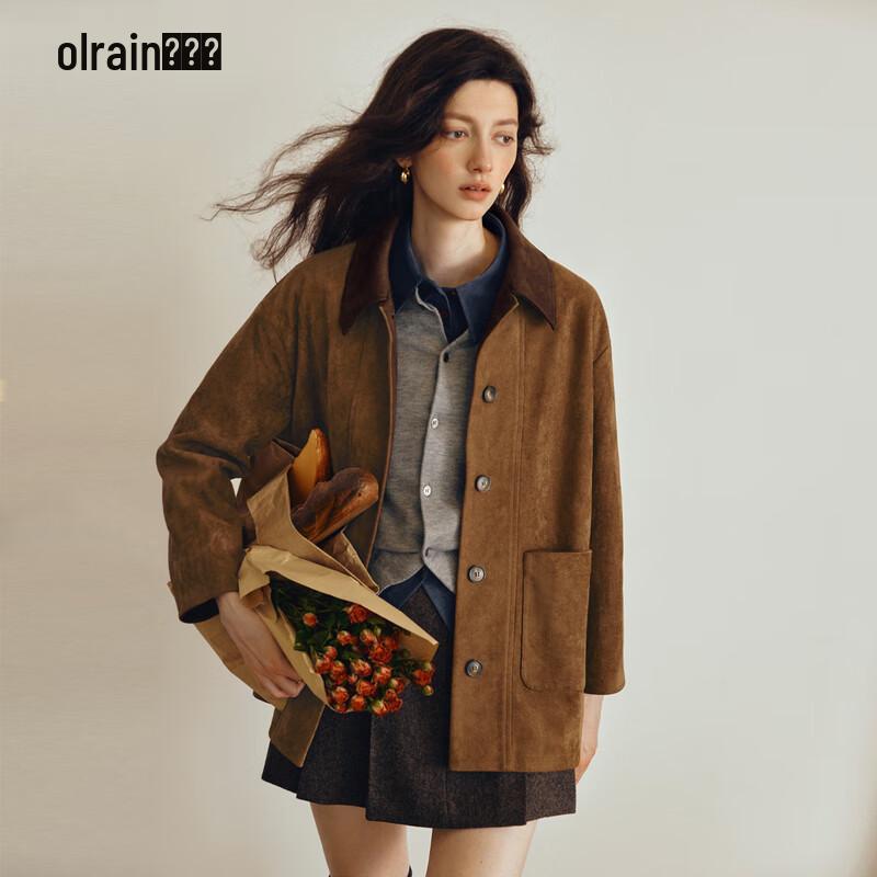 

Женское пальто Olrain из искусственной замши с контрастным лацканом M