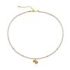 Copper-Plated Gold Lily of the Valley Pearl Bracelet - Elegant French Style Clavicle Chain for Women