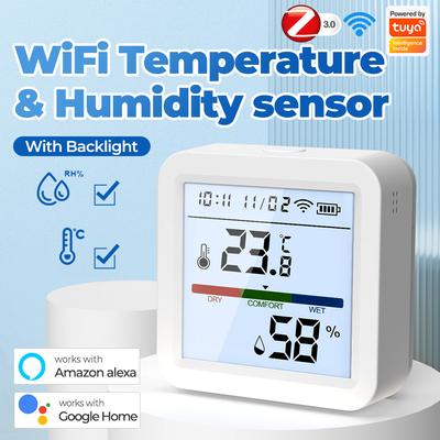 Tuya WiFi ZigBee Capteur de température et d'humidité Domotique intelligente Hygromètre Thermomètre Fonctionne avec Alexa Google Smart Life