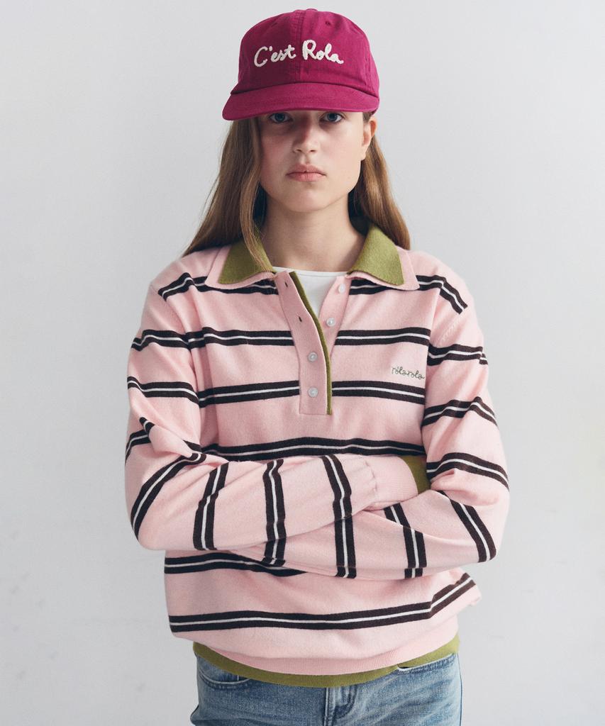 ROLAROLA Double Collar Stripe Knit L/Pk+Ol