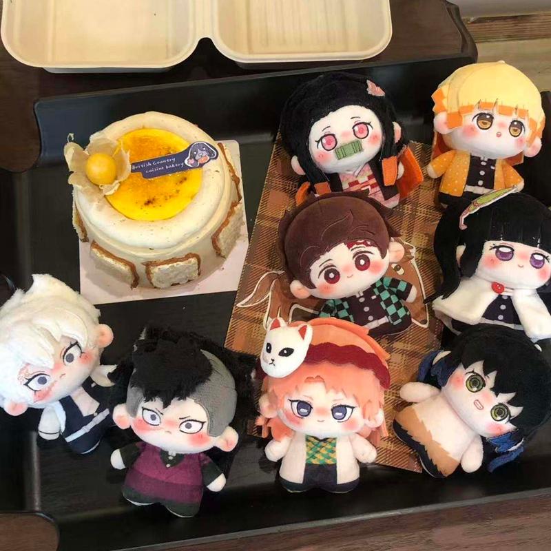 Demon Slayer Model Anime Plush Doll Fans Present Q Version Toy Gifts Kamado Nezuko Keyrings Cartoon Character Keychains Bag Charms