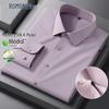 Romon Men's Long Sleeve Formal Silk Blend Shirt