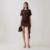 Womens Loose Fit Short Sleeve Wrap Skirt Dress Pure Color High Waist Bodycon Midi Vacation Casual Wear