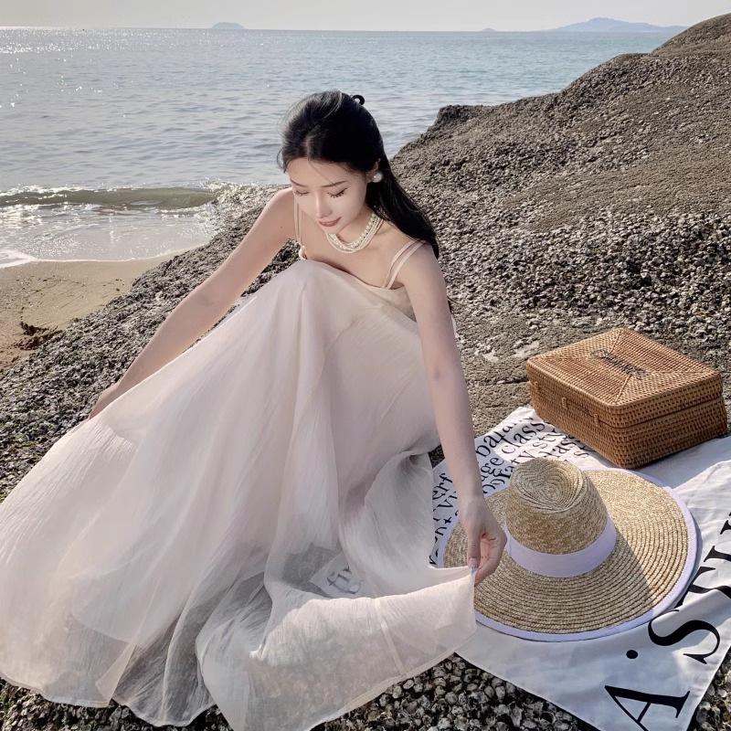 Chiffon Mesh Slim Waist Suspender Long Skirt - 2024 Style Women's Fashion