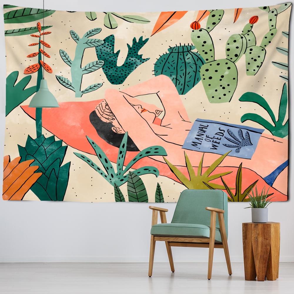 Oil Painting Tropical Plants Tapestry Wall Hanging Living Room Bedroom Headboard Wall Art Sheets Home Decor