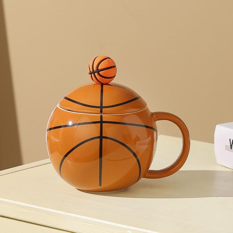 Basketball Shape Coffee Cup 420ml Porcelain Afternoon Teas Cup Home Ceramic Mug for Coffee, Teas, Milk Enduring