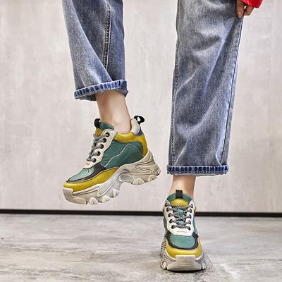 Ethnischer Stil Innenhöher Dad Shoes Neue kleine Sport- und Freizeitschuhe Dicke Sohle M