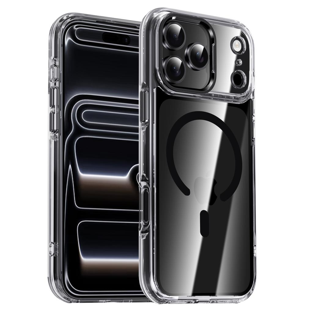 IPAKY For iPhone 17 Pro Max Clear Case Compatible with MagSafe Shockproof TPU+PC Phone Back Cover