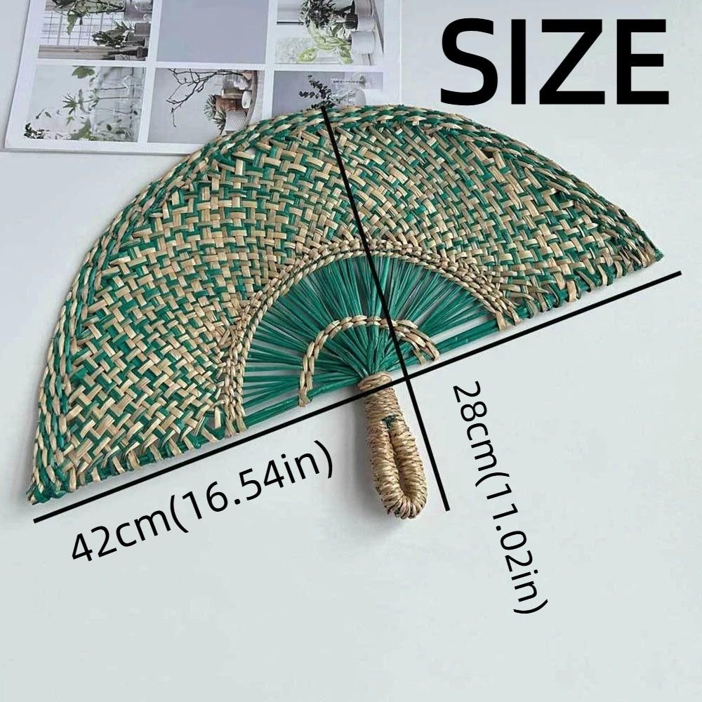 Bohemian Decorative Handmade Fan Vintage Hand Braided Fan Vintage Hand-woven Straw Fan  Home Decor