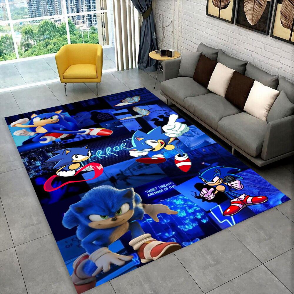 Fashion S-Sonic Cartoon Game Carpet Rug for Playroom Bedroom Living Room Sofa Home Decor,kids Play Area Rug Non-slip Floor Mat