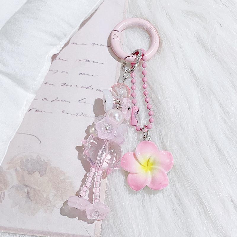 Sweet Colorful Flower Keychain Cute Flower Keyring Pendant  Bag Charm Creative Backpack Decoration Accessories Gifts