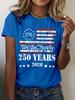 250 Years of Freedom 1776 Festival Womens Print TShirts Summer V Neck Tops Short Sleeve Casual Tees Us Flag