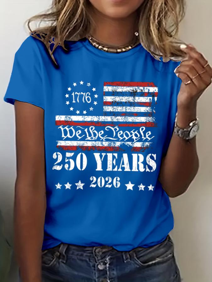 250 Years of Freedom 1776 Festival Womens Print TShirts Summer V Neck Tops Short Sleeve Casual Tees Us Flag
