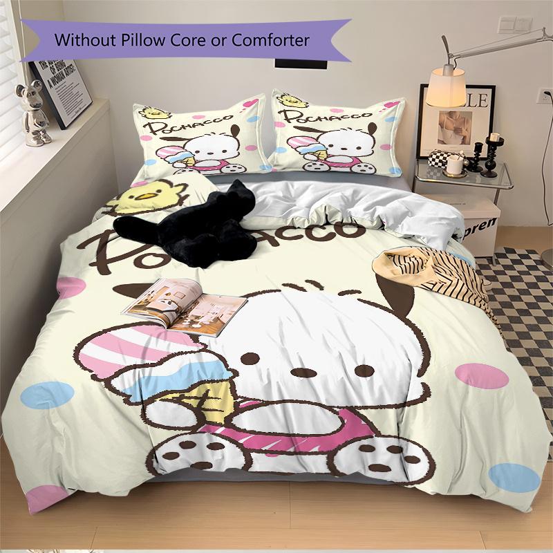 3pcs Pochacco Ideas Bedding Set Includes Quilt Cover and Pillowcases, Suitable for All Seasons, Machine Washable Ideal Gift W077