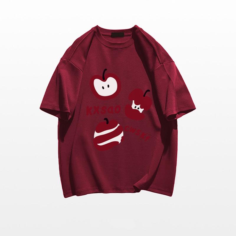 2025 Summer Women's Pure Cotton Oversized Short Sleeve T-Shirt in American Style