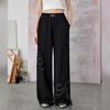 UNIFREE Sweet Korean Style Pleated Ruffle Plaid Bow Straight Leg Pants