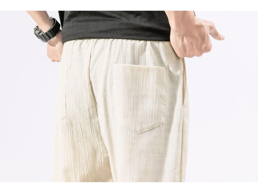 2025 Summer Plus Size Men's Linen Harem Pants - Japanese & Chinese Style