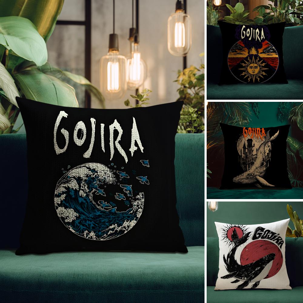 Band G-Gojira Cushion Cover Natural Linen Pillow Case Double-Sided Print Decorative Sofa Pillowcase Home Decor Gift