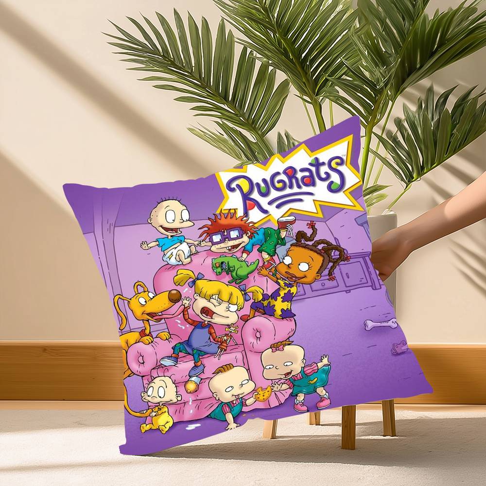Hot Cartoon R-RugratsS Pillow Case Soft Plush Fabric Double Sided Print Decorative Home Living Room Gift Cushion