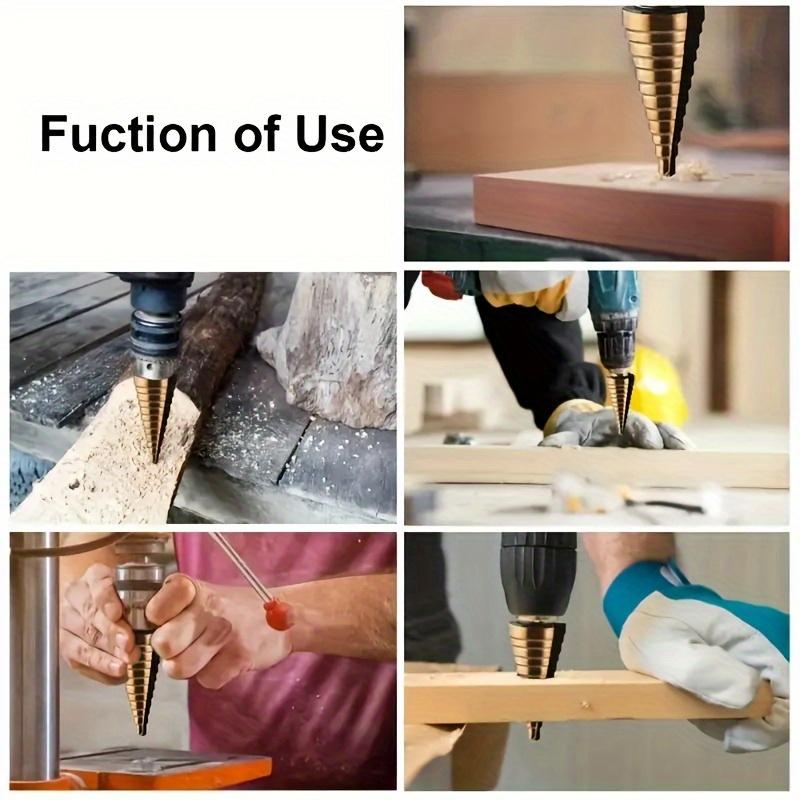 [Cobalt Step Drill Bit Set] 5pcs Bearing Steel Cobalt Step Drill Bit Set - Multi-Hole Metal and Wood Drilling Tools with Aluminum Case