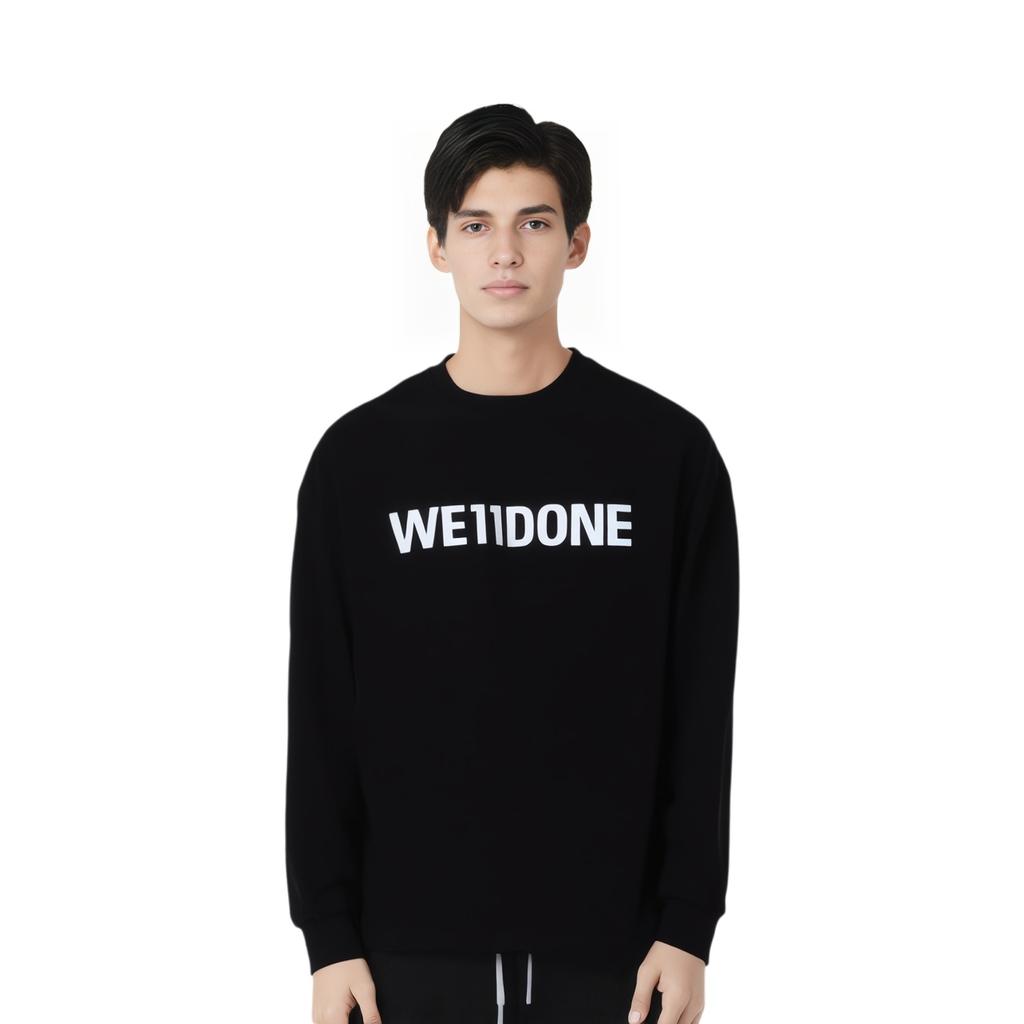 WE11DONE FW25 Basic Logo Long Sleeve T-Shirt Unisex Tops WD-TT3-25-720-U-BK