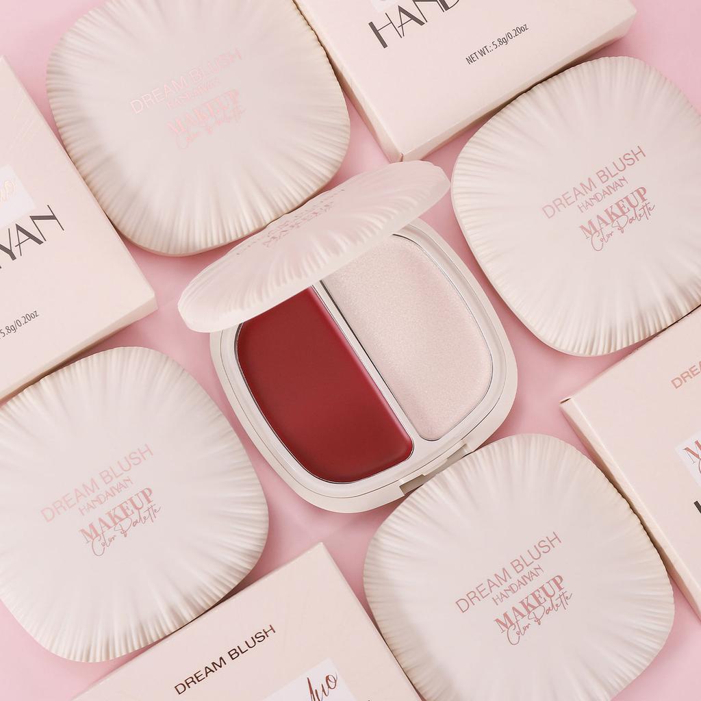 Zweifarbige Highlighter-Rouge-Creme Pure Wind Makeup Gesichtsaufhellung Langanhaltendes wasserdichtes mattes Rouge