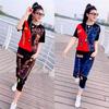 Women's Casual 2-Piece Outfit - Printed Color Block T-Shirt Cropped Jogger Pants Streetwear Summer Sportswear Set