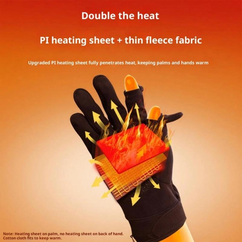 Rechargeable Electric Heated Winter Gloves Touchscreens Compatible Thermals Gloves With 3000mAh Battery For Skiing Cycling Commuting