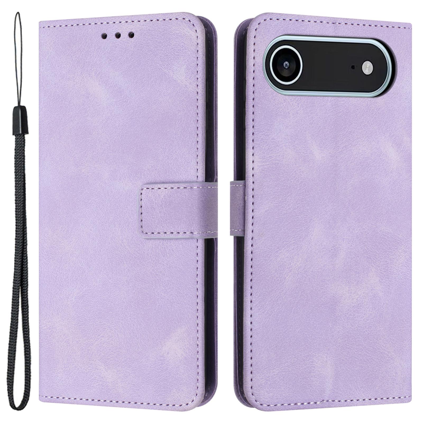 

For iPhone 17 Air Case Solid Color Leather Wallet Protective Phone Cover Purple