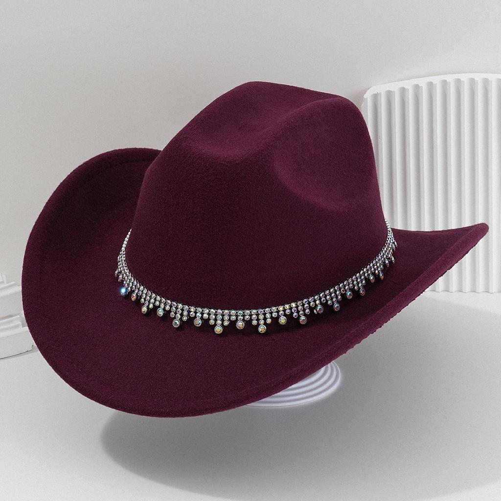 New Western Cowboy Hat Top Hat Water Drop Jewel Rhinestone Belt Bridesmaid Hat Jazz Hat Hat