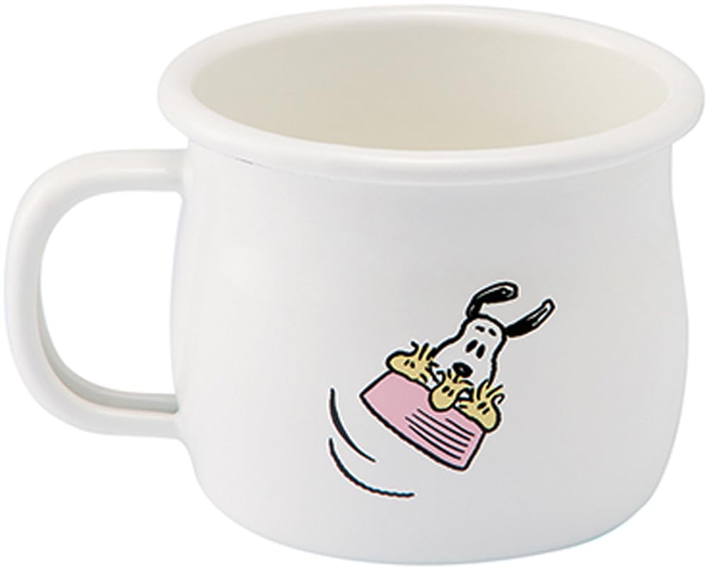 Toyo Horo PEANUTS Enamel W12 x x Mug, White, Size Approx. D9.5 H7.5, SNJ-2312