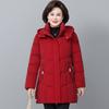 Women's Winter Thickened Jackets Down Cotton Parkas Hooded Quilted Long Pockets Coat Middle Aged Female Overcoat