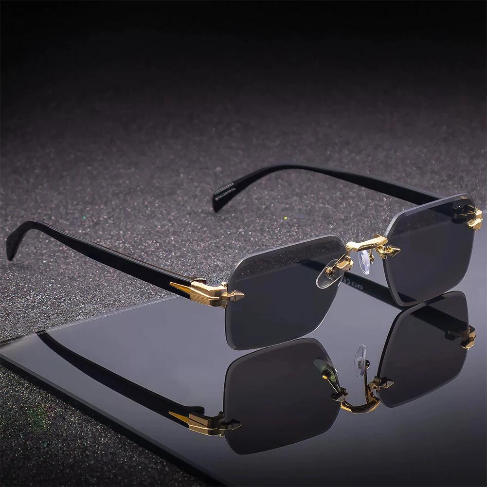 Women Men Universal Rectangle Frameless Sunglasses Festival Holiday Gift Sun Protection Vintage Alloy Glass Eyewear Accessories